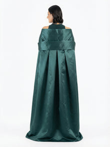 Majestique Emerald Crepe Lace Set side view by MOOEi — Luxury Evening Wear Dubai