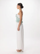 Bolide Mint White Bustier Palazzo Pant Chiffon Set
