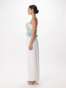 Bolide Mint White Bustier Palazzo Pant Chiffon Set