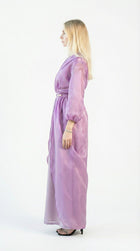 Oona Lavender Organza Belted Gown detail by MOOEi — Luxury Evening Wear Dubai
