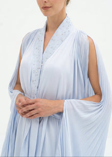 Andrea Ice Blue Pleated Crepe Dress