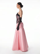 Pigalle Pink Black Mikado Lace Corset Ball Gown