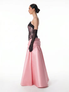 Pigalle Pink Black Mikado Lace Corset Ball Gown