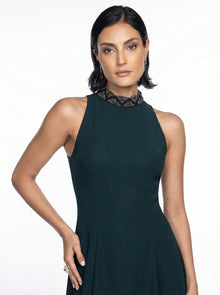 Majestique Emerald Embellished Set fabric detail by MOOEi — Luxury Evening Wear Dubai