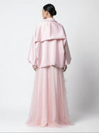 Miss Waad Blush Champagne Tulle Gown side view by MOOEi — Luxury Evening Wear Dubai