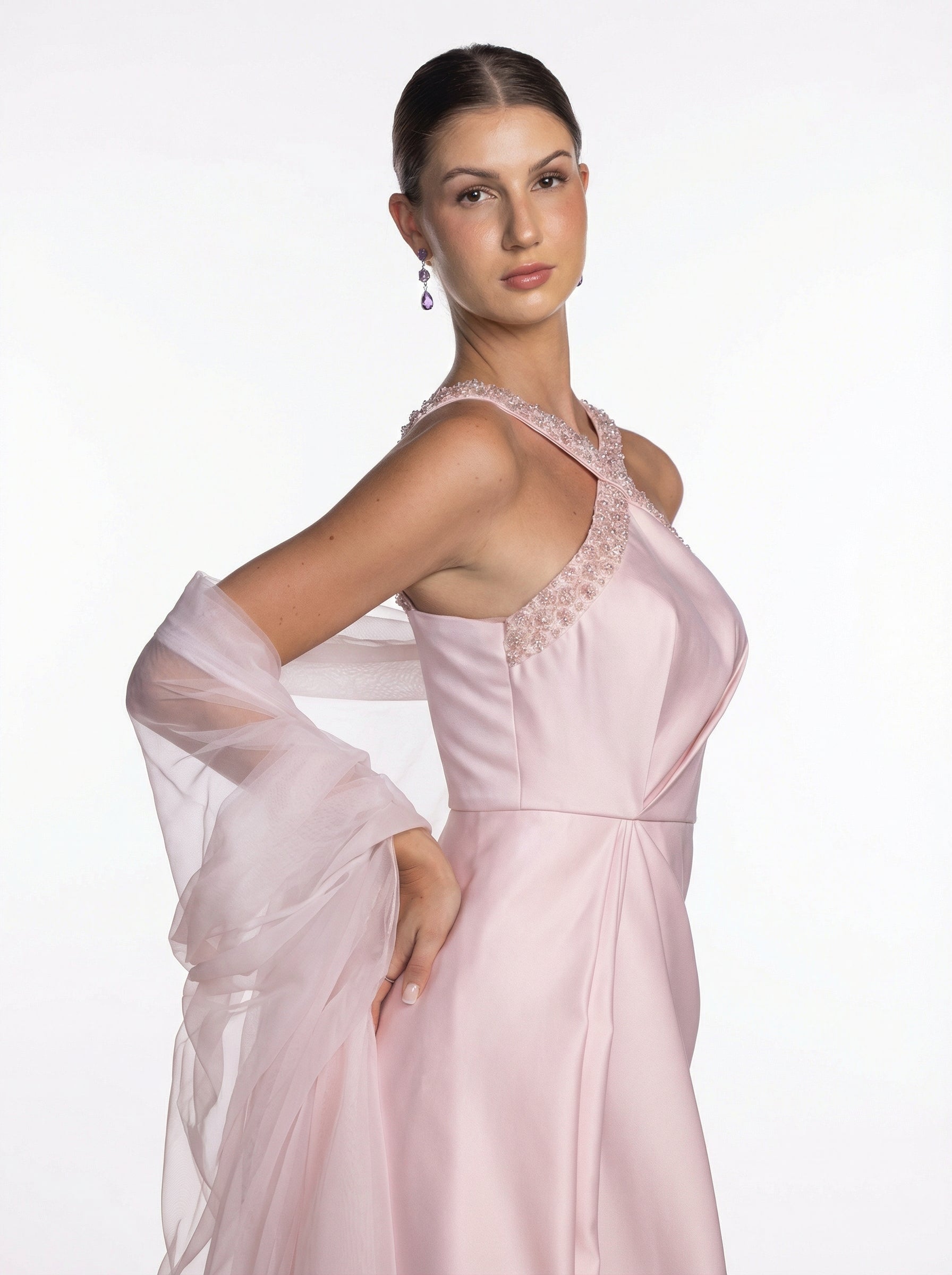 Lily Blush Pink Set close up by MOOEi — Luxury Evening Wear Dubai