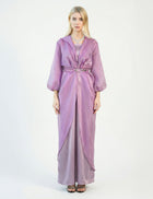 Oona Viola Lavender Sheer Organza Belted Gown by MOOEi — Luxury Evening Wear Dubai