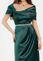 Maia Emerald Crystal Embellished Gown back by MOOEi — Luxury Evening Wear Dubai