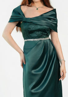 Maia Emerald Crystal Embellished Gown back by MOOEi — Luxury Evening Wear Dubai
