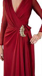 Vivica Scarlet Red Chiffon Gown back by MOOEi — Luxury Evening Wear Dubai