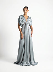 Cyra Sage Green Soft Drape Gown