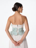 Bolide Mint White Bustier Palazzo Pant Chiffon Set