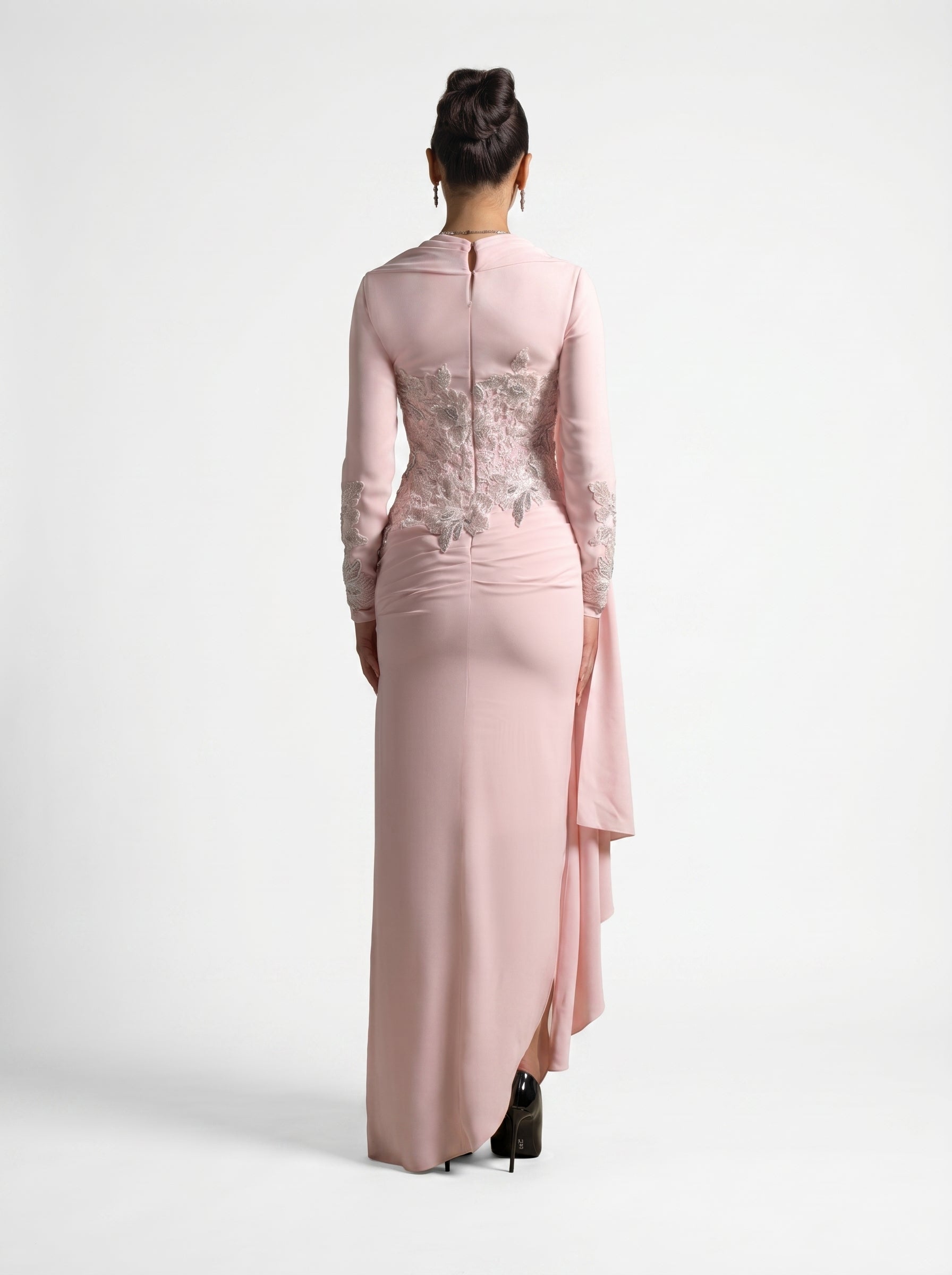 Lady Mooei Pink Sweetheart Embroidered Couture Ball Gown