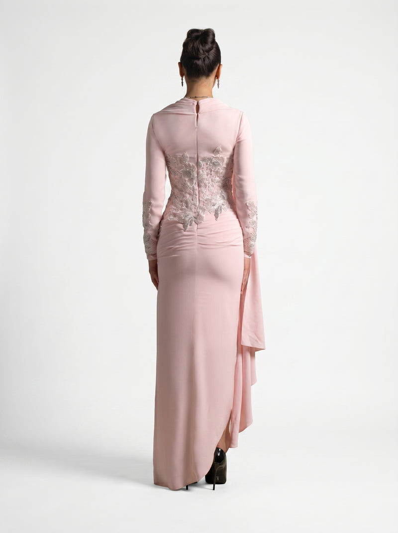 Lady Mooei Pink Sweetheart Embroidered Couture Ball Gown