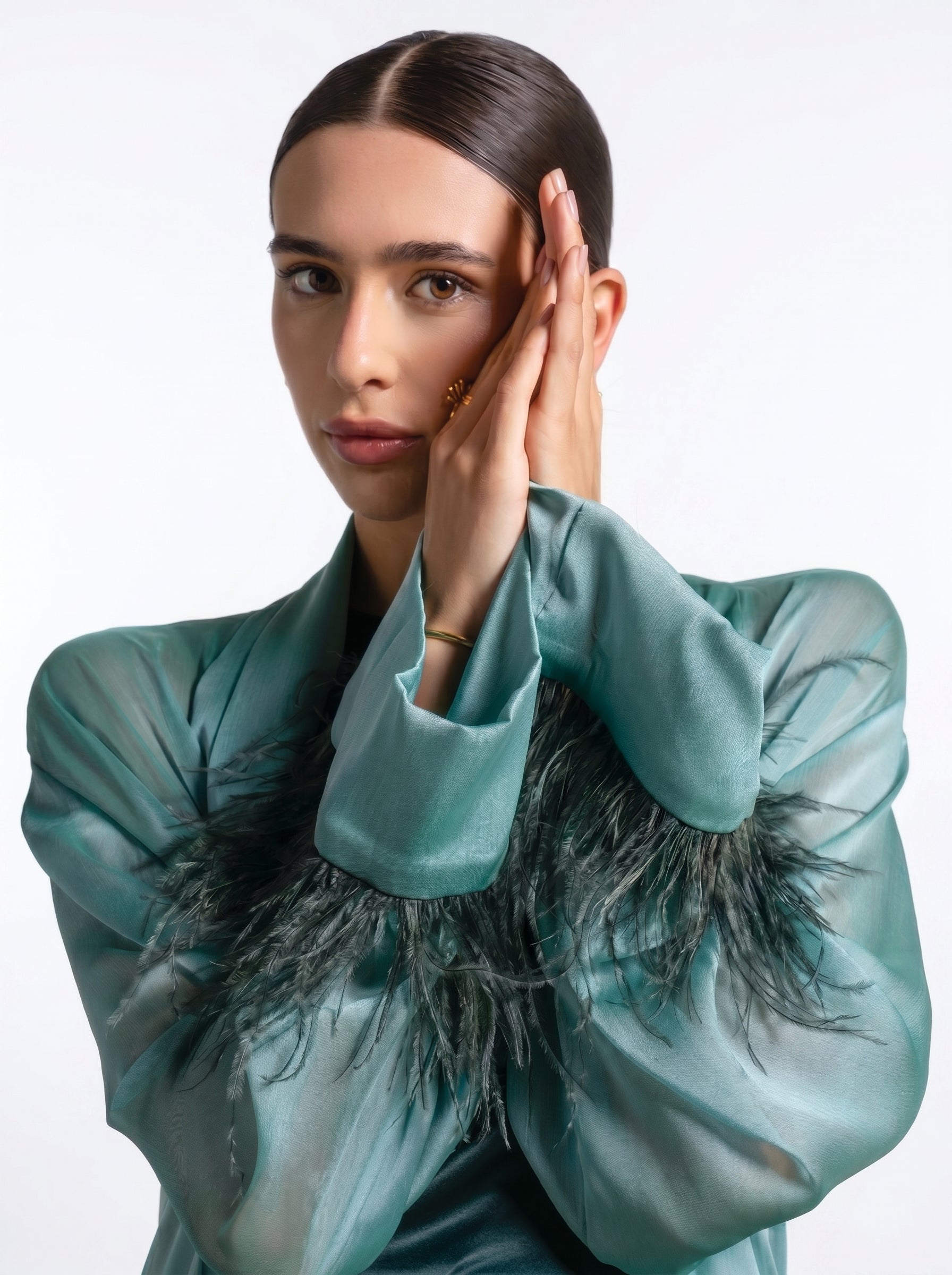 Blanche Emerald Green Gown back by MOOEi — Luxury Evening Wear Dubai