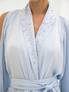 Andrea Ice Blue Pleated Crepe Dress