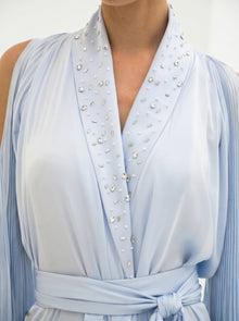 Andrea Ice Blue Pleated Crepe Dress