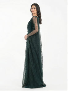 Birkin Emerald Lace Bodice Gown detail by MOOEi — Luxury Evening Wear Dubai