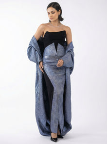 MissOvo Blue Silver Embellished Two Piece Evening Set by MOOEi — Luxury Evening Wear Dubai