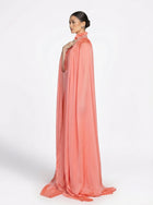 Coral Beige Jumpsuit close up by MOOEi — Luxury Evening Wear Dubai
