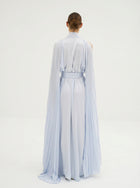 Andrea Ice Blue Pleated Crepe Dress