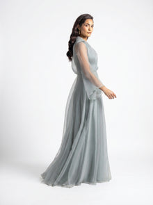 Gilded Sage Green Romantic Layered Gown
