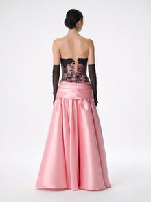 Pigalle Pink Black Mikado Lace Corset Ball Gown
