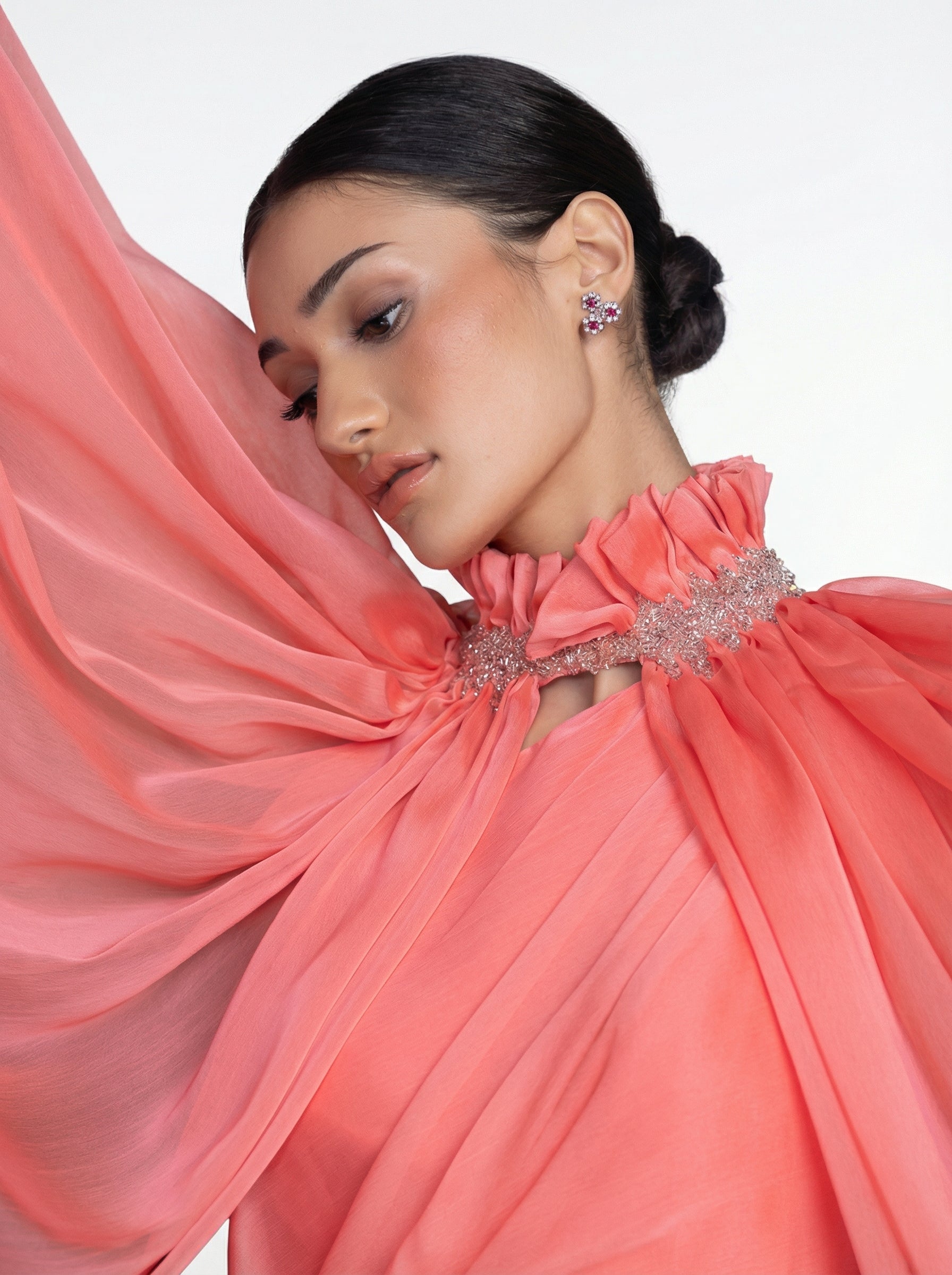 Coral Beige Jumpsuit back by MOOEi — Luxury Evening Wear Dubai