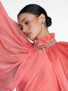 Coral Beige Jumpsuit back by MOOEi — Luxury Evening Wear Dubai
