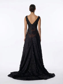 Poison Black Lace A Line Ball Gown with Cathedral Train