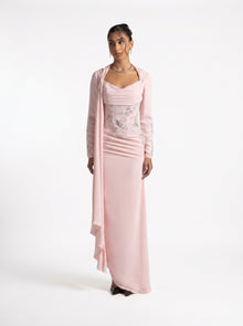 Lady Mooei Pink Sweetheart Embroidered Couture Ball Gown