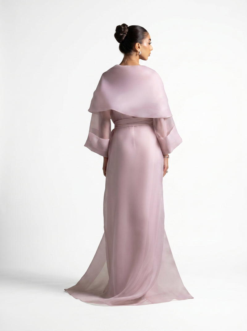 Isis Pink Quartz Embellished Fluid Gown Set