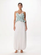 Bolide Mint White Bustier Palazzo Pant Chiffon Set