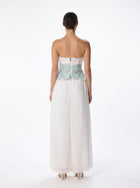Bolide Mint White Bustier Palazzo Pant Chiffon Set