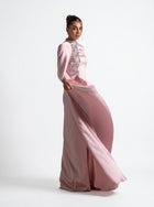 Aaliyah Pink Quartz Gown close up by MOOEi — Luxury Evening Wear Dubai