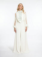 Celestine Ivory Embellished Couture Jumpsuit in Chiffon