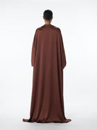 Sultana Chocolate Sequin Lace Column Gown with Cape