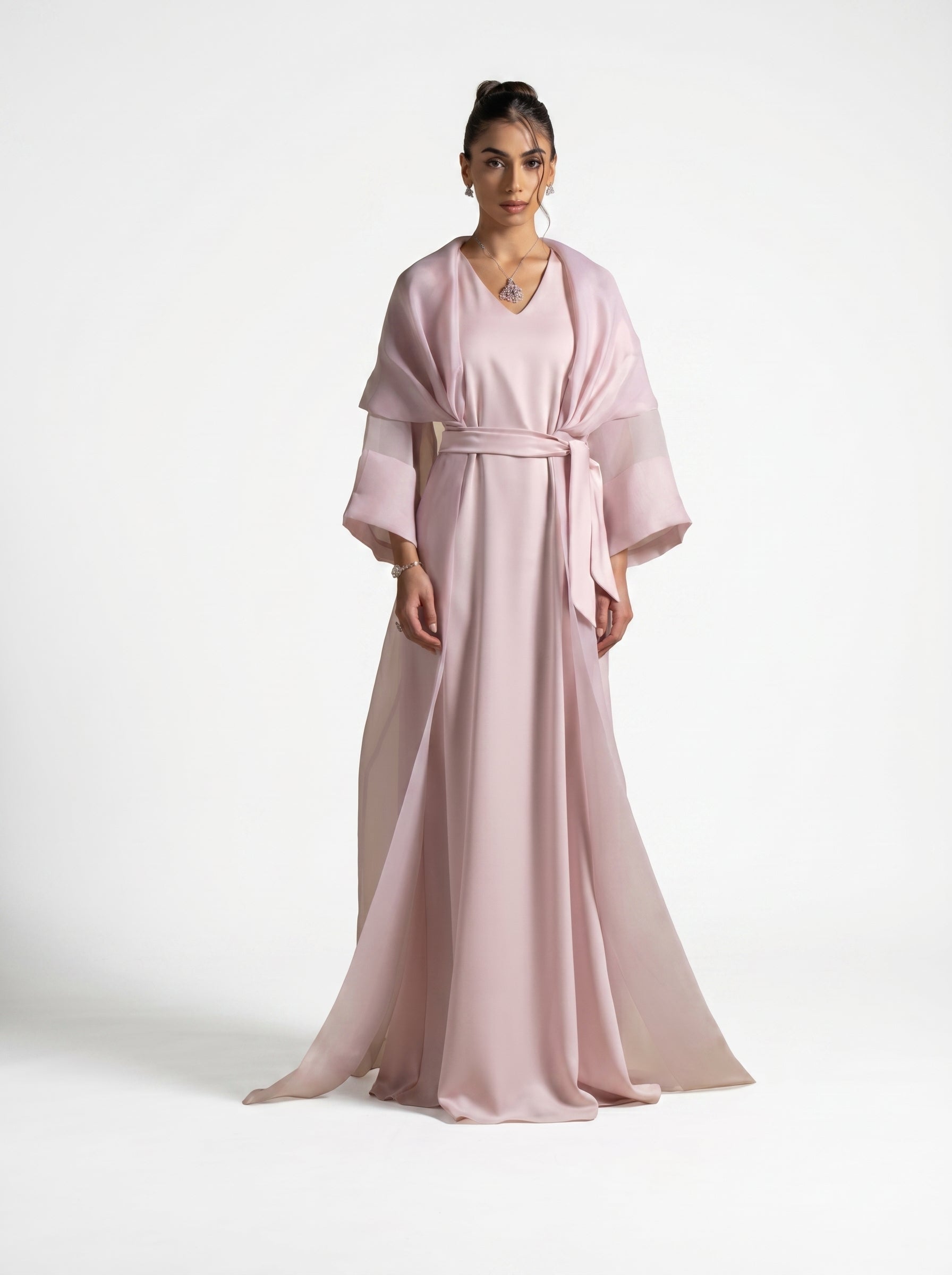 Isis Pink Quartz Embellished Fluid Gown Set
