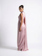 Aaliyah Pink Quartz Embellished Gown back by MOOEi — Luxury Evening Wear Dubai