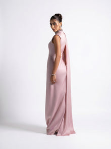Aaliyah Pink Quartz Embellished Gown back by MOOEi — Luxury Evening Wear Dubai