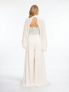 Celestine Ivory Embellished Couture Jumpsuit in Chiffon