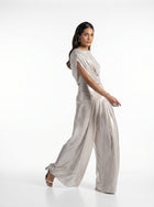 Amalia Silver Draped Set back by MOOEi — Luxury Evening Wear Dubai