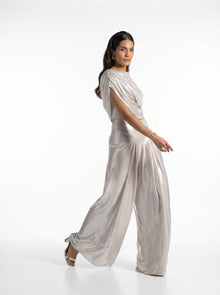 Amalia Silver Draped Set back by MOOEi — Luxury Evening Wear Dubai