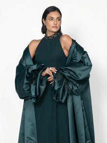 Majestique Emerald Feather Set close up by MOOEi — Luxury Evening Wear Dubai