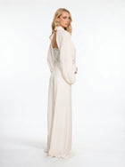 Celestine Ivory Embellished Couture Jumpsuit in Chiffon