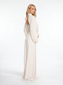 Celestine Ivory Embellished Couture Jumpsuit in Chiffon