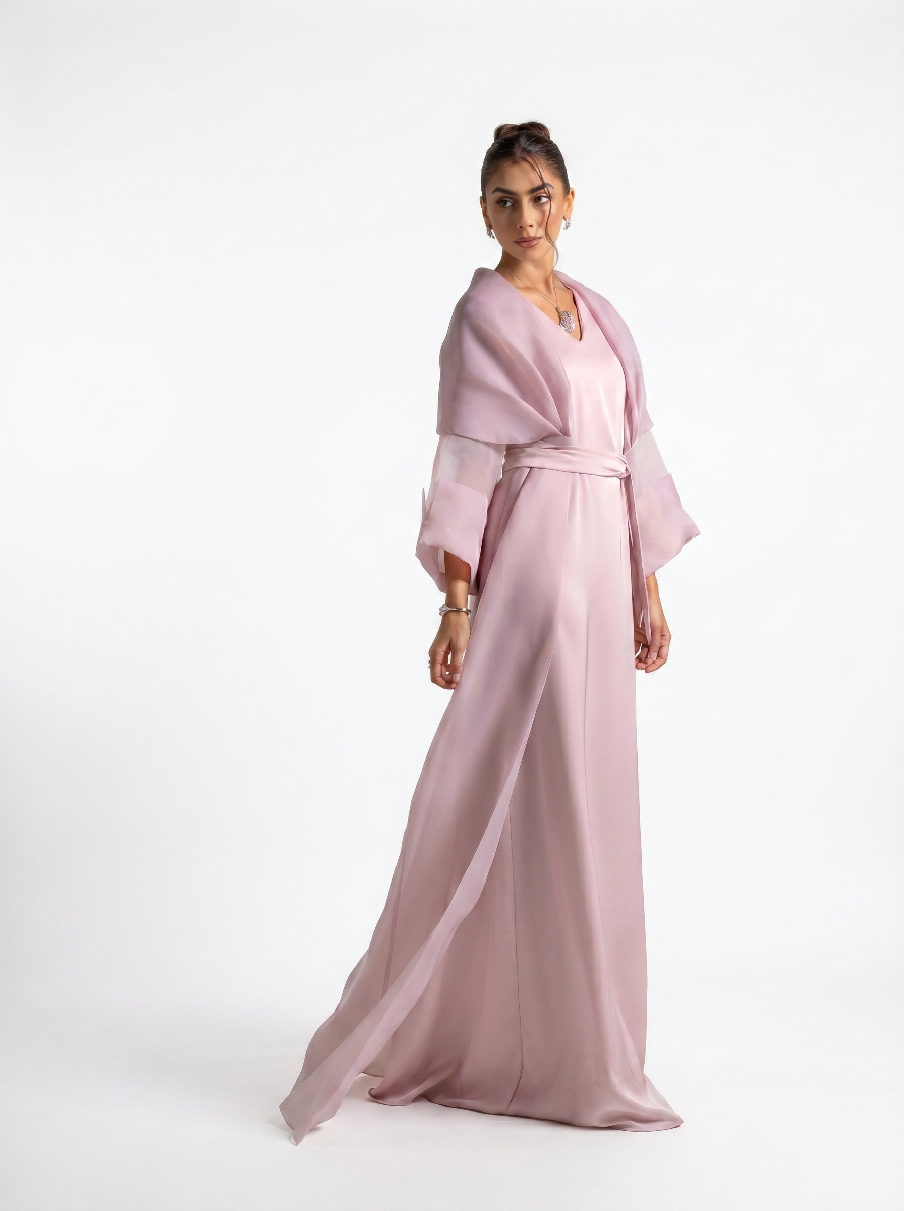 Isis Pink Quartz Embellished Fluid Gown Set