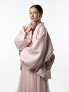 Miss Waad Tulle Cape Gown close up by MOOEi — Luxury Evening Wear Dubai