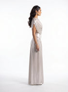 Amalia Silver Asymmetric Set detail by MOOEi — Luxury Evening Wear Dubai