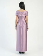 Nadia Lilac Satin Wide Leg Jumpsuit side view by MOOEi — Luxury Evening Wear Dubai